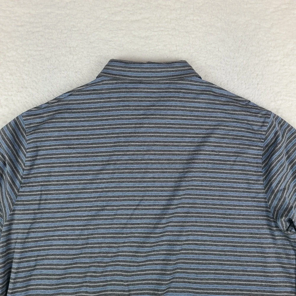 Foot Joy Polo Shirt Mens XL Gray Blue Striped Performance FJ 1857 Supima Cotton